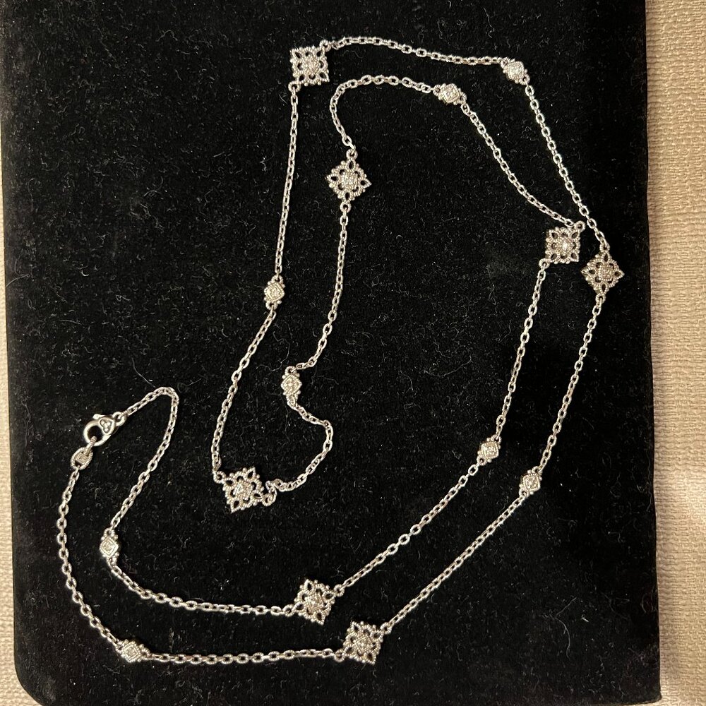 Judith Ripka Sterling Silver Necklace w Decorative Diamonique Stations